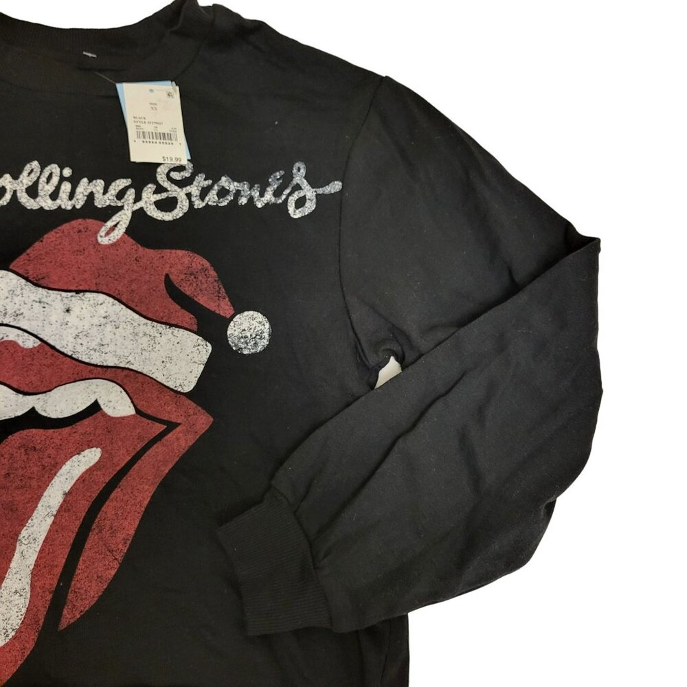 The Rolling Stones Crop Sweatshirt Bant Tee Women's XS Black - Picture 7 of 10